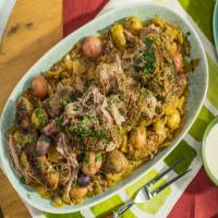Braised Pork Butt with Cabbage, Sausage and Mustard image