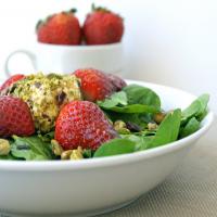 Strawberry-Spinach Salad with Champagne-Pear Vinaigrette and Walnut-Crusted Chevre Recipe - (4.5/5) image