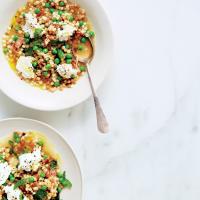 Fregola with Green Peas, Mint, and Ricotta image
