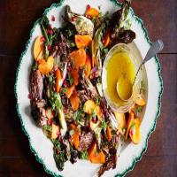 Persimmons and Roasted Chicories with Shallot Vinaigrette_image