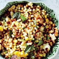 Corn and Fregola with Grilled Halloumi Cheese_image