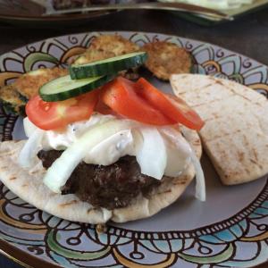 Greek Lamb-Feta Burgers With Cucumber Sauce image