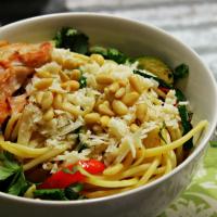 Browned Butter and Mizithra Cheese Pasta with Chicken, Spinach and Herbs image