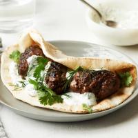 Spiced Middle Eastern Lamb Patties with Pita and Yogurt image