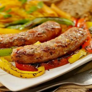 Grilled Sausages with Marinated Peppers & Onions Recipe - (4.4/5)_image