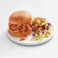 Barbecue Chicken Sandwiches with Pickled Okra Slaw image