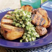 Grilled Swordfish with Lemon, Dill & Cucumber Sauce_image