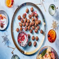 Turkish Spiced Meatballs with Pomegranate Yogurt Sauce image