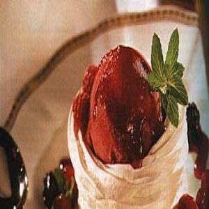 Vacherins with Raspberry Sorbet and Mixed Berry-Cardamom Sauce_image