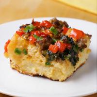 Cheddar, Sausage, And Egg Breakfast Bake Recipe by Tasty image