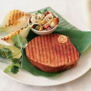 Grilled Ham Steak with Peach Chipotle Glaze_image
