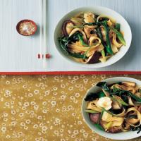 Rice Noodles with Chinese Broccoli and Shiitake Mushrooms image