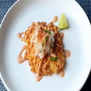 Crispy Fresh Corn Fritters with Crab and Chipotle Lime Dressing_image