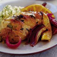 Citrus-spiked chicken with roasted red onions image