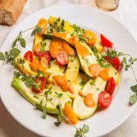 Zucchini and Cherry Tomatoes With Red Pepper Dressing image