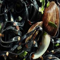 Squid Ink Linguine with Clams and Herbs_image
