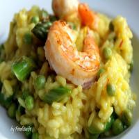 Asparagus, Pea and Saffron Risotto (with Shrimp) Recipe - (4.6/5)_image