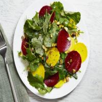 Mixed Green Salad with Beets and Pistachios image