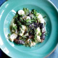 Ricotta Gnocchi with Asparagus, Peas, and Morels image