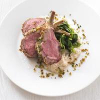 Herb-crusted rack of lamb with white bean purée image