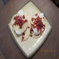 open faced cheesy egg sandwich image