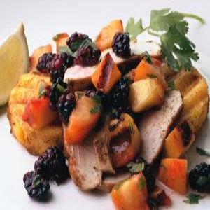 Grilled Chicken & Polenta with Nectarine-Blackberry Salsa_image