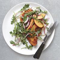 Chicken Cutlets with Peach and Arugula Salad_image