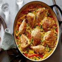 Cuban Baked Chicken with Sweet Peppers and Yellow Rice_image