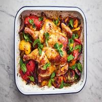 Jamie Oliver's 5 ingredient harissa chicken traybake recipe_image