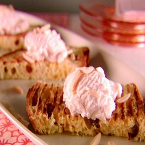 Grilled Panettone with Strawberry Ice Cream and Almonds_image