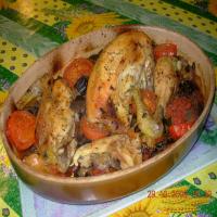 French Roast Chicken and Mediterranean Vegetables in Wine image