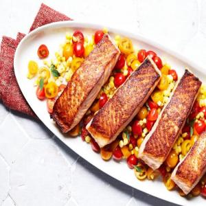Salmon with Corn and Tomato Salad image