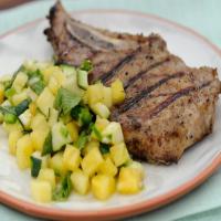 Grilled Pork Chops with Spicy Zucchini-Pineapple Salsa_image