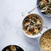 Linguine and Clams with Almonds and Herbs image