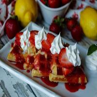 Yeast Waffle With Fresh Strawberry Rum Syrup_image