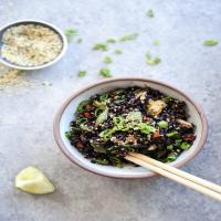 Black Fried Rice with Snap Peas, Hemp Seeds, and Scallions_image