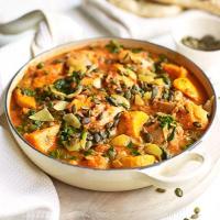 Spiced chicken, spinach & sweet potato stew image