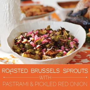 ROASTED BRUSSELS SPROUTS WITH PASTRAMI AND PICKLED RED ONION Recipe - (4.3/5) image