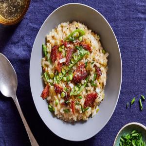 Leek Risotto With Sugar Snap Peas and Pancetta Recipe_image