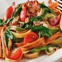 Pasta with Bacon, Tomatoes and Spinach image