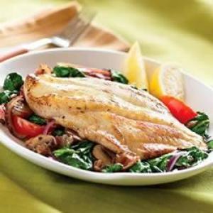 Pan Seared Sea Bass with Warm Spinach Salad_image
