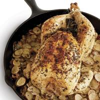 Roast Chicken with Fingerling Potatoes, Leeks, and Bacon_image