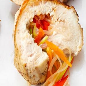 Grilled Thai Summer Roll Stuffed Chicken Breasts image