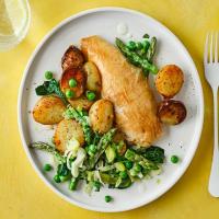 Tarragon roast chicken with summer greens_image