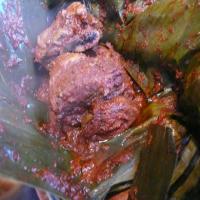 Beef With Guajillo Sauce Baked in Banana Leaves - Mixiote De Car_image