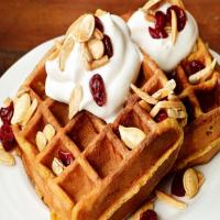 Pumpkin Waffles With Trail-Mix Topping_image