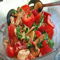 Wilted Spinach and Mushroom Salad with Bacon and Strawberries image
