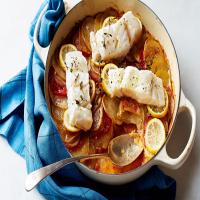 Baked Cod with Tomatoes and Potatoes image