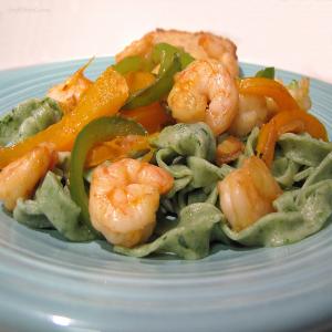 Garlicky Peppers and Shrimp image