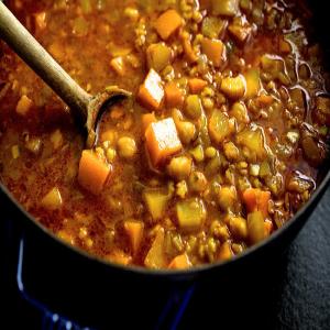 North African Bean Stew With Barley and Winter Squash_image